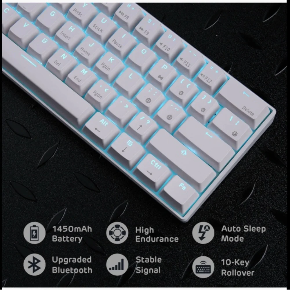 Game Time White Keyboard with Blue Backlight